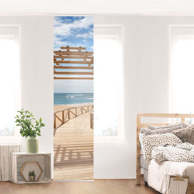 Sliding panel curtains set - Beach Path To The Sea In Andalusia