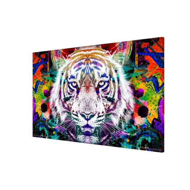 Magnetic memo board - Street Art Tiger - Landscape format 3:2