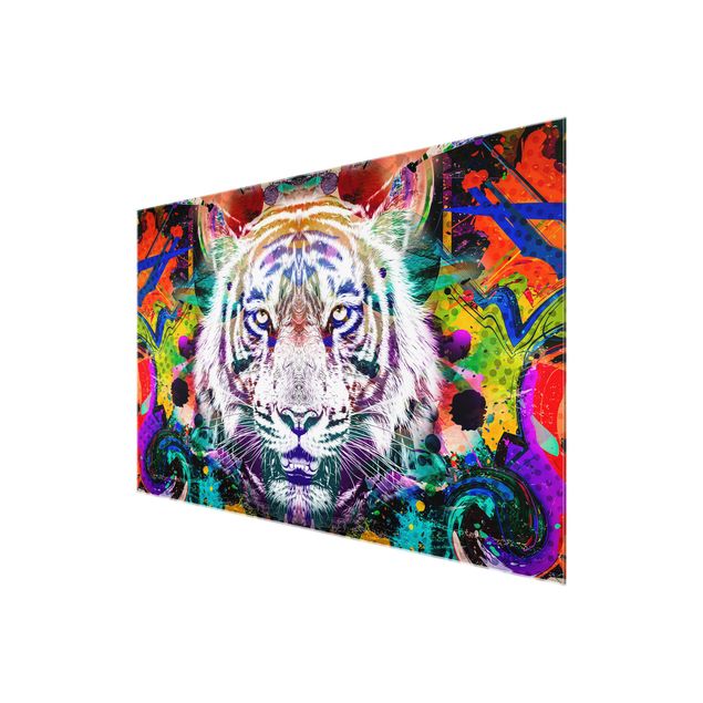 Glass print - Street Art Tiger