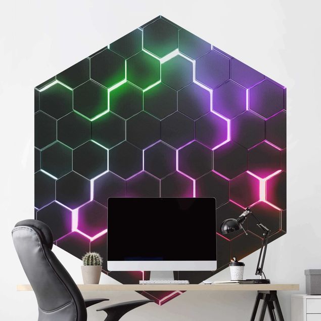 Hexagonal wallpapers Hexagonal Pattern With Neon Light