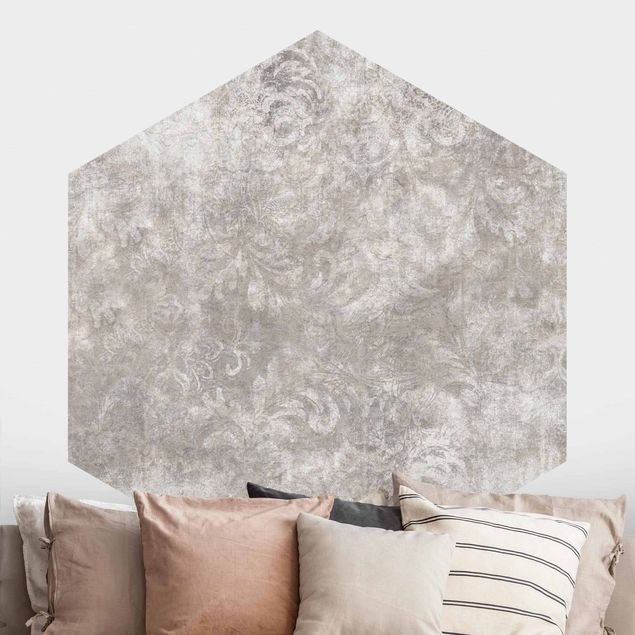Hexagonal wall mural Textured Surface with Ornaments