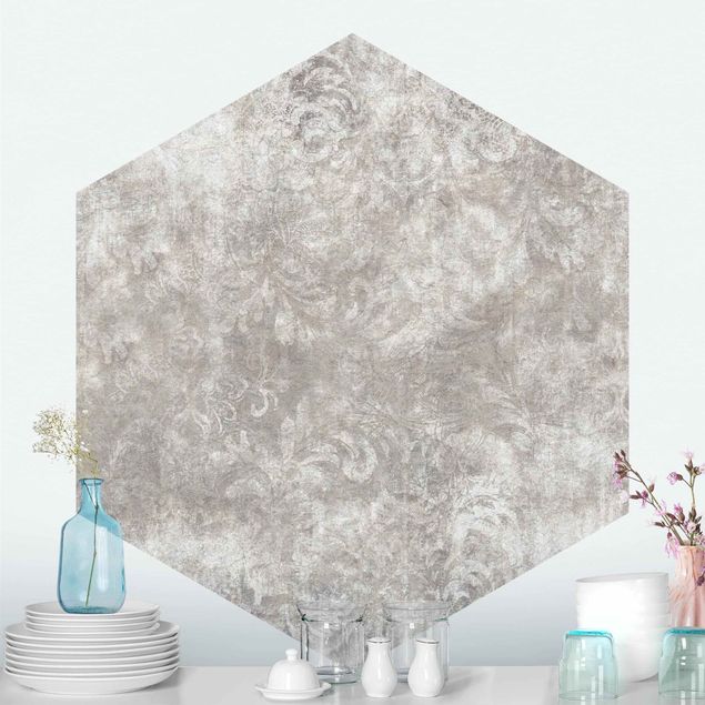 Self-adhesive hexagonal wallpaper - Textured Surface with Ornaments