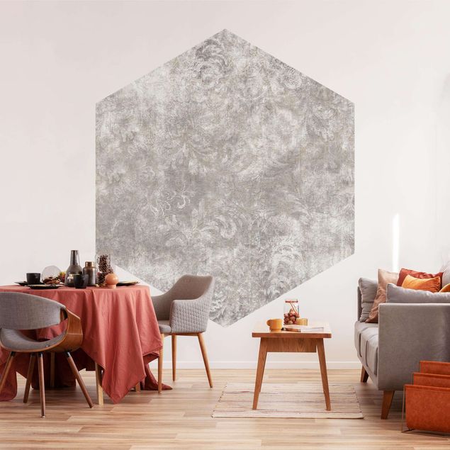 Self-adhesive hexagonal wallpaper - Textured Surface with Ornaments