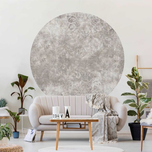 Self-adhesive round wallpaper - Textured Surface with Ornaments