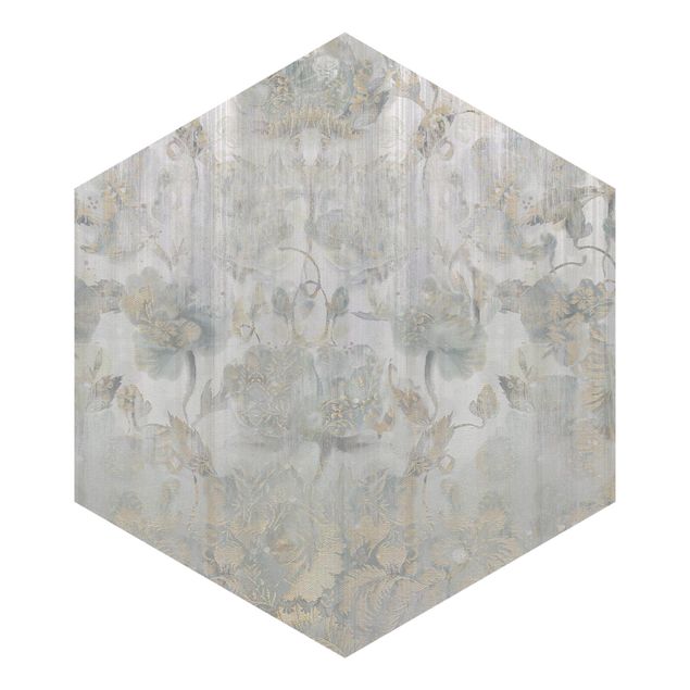 Self-adhesive hexagonal wallpaper - Textured Vintage Flowers