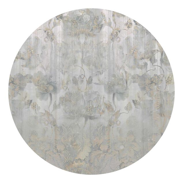Self-adhesive round wallpaper - Textured Vintage Flowers