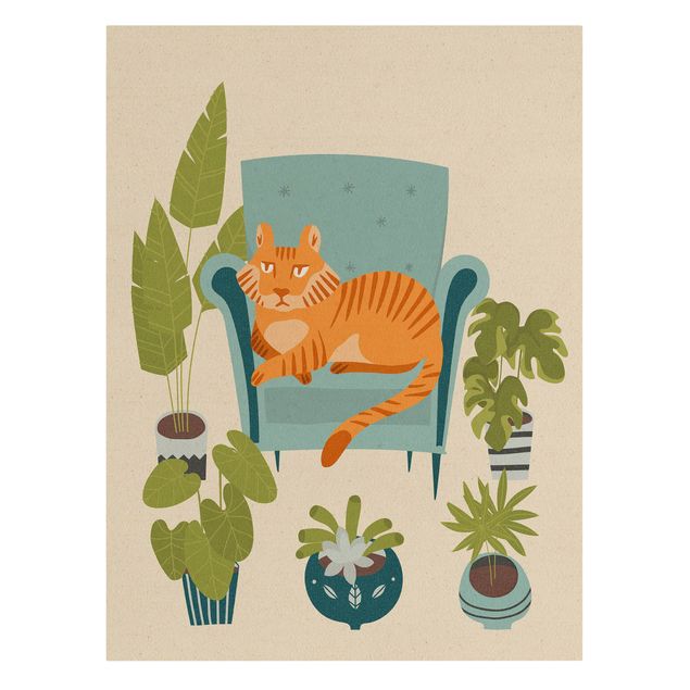 Natural canvas print - Domestic Tiger Illustration - Portrait format 3:4
