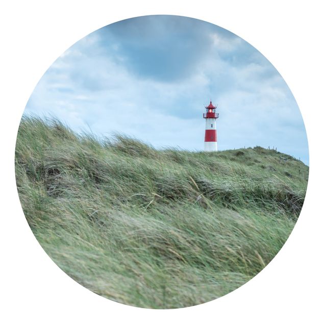 Self-adhesive round wallpaper - Stormy Times At The Lighthouse