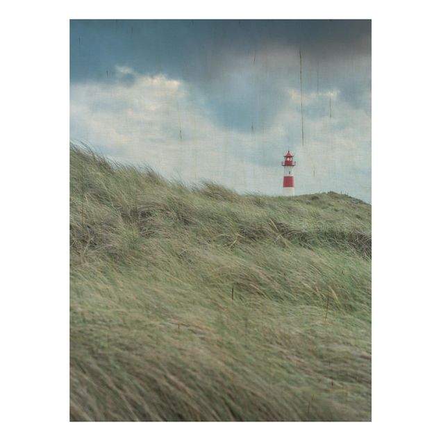 Wood print - Stormy Times At The Lighthouse