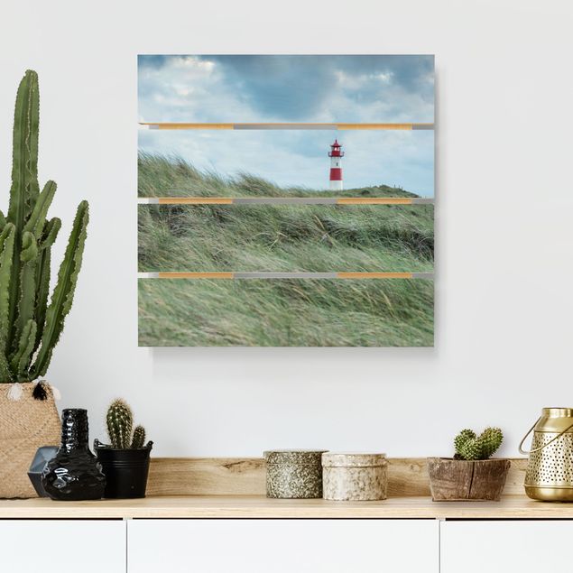 Print on wood - Stormy Times At The Lighthouse