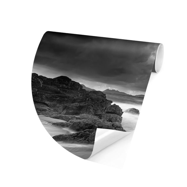 Self-adhesive round wallpaper - Storm Over The Coast