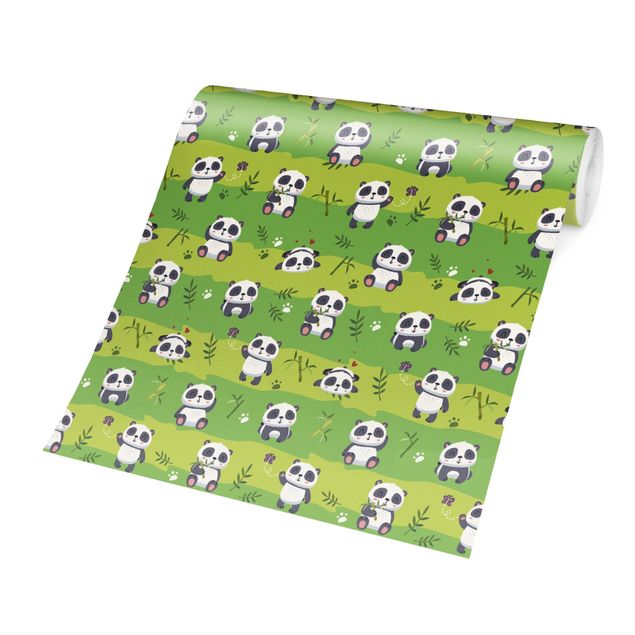 Wallpaper - Cute Panda Bears Wallpaper Green