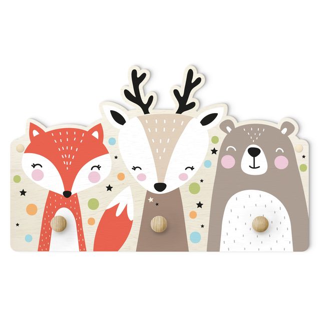 Coat rack for children - Cute Forest Animals