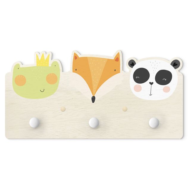 Coat rack for children - Cute Zoo - Frog Fox And Panda