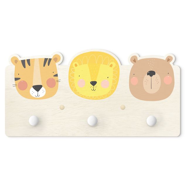 Coat rack for children - Cute Zoo - Tiger Lion And Bear