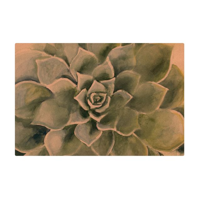 rug under dining table Succulent Plant Watercolour Dark