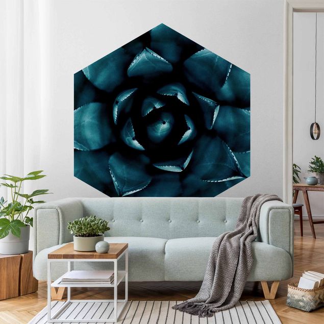 Self-adhesive hexagonal pattern wallpaper - Succulent Petrol II
