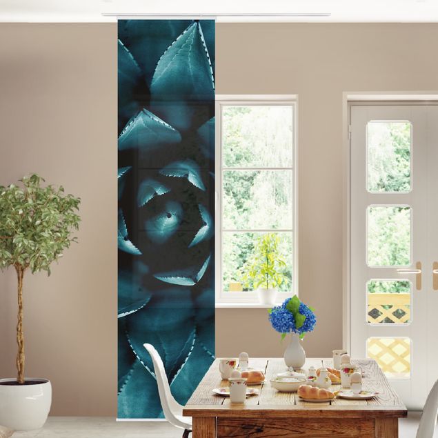 Sliding curtain set - Watercolour Monstera Leaves In Gold - Panel
