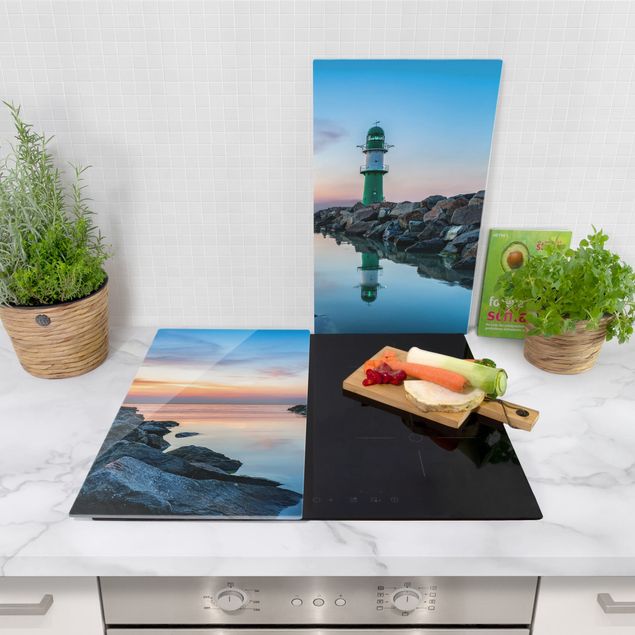 Stove top covers - Sunset at the Lighthouse