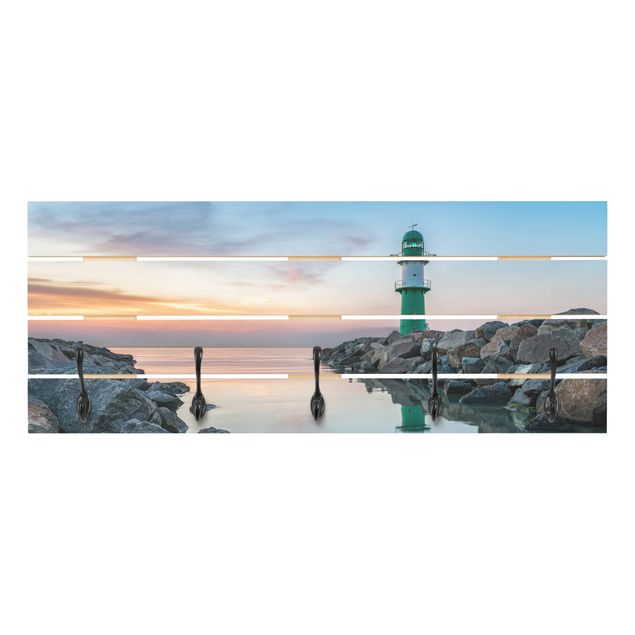 Wooden coat rack - Sunset at the Lighthouse