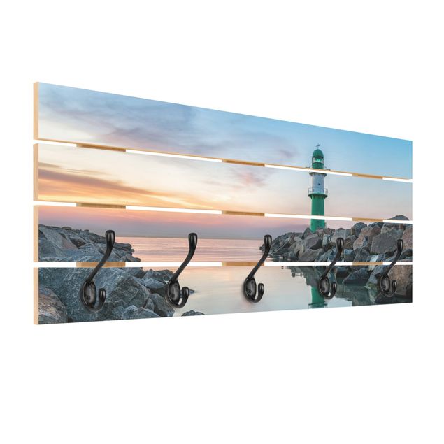 Wooden coat rack - Sunset at the Lighthouse