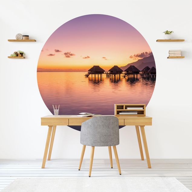 Self-adhesive round wallpaper - Sunset Dream