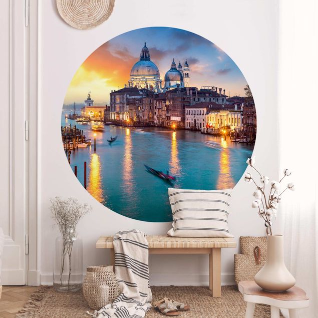 Self-adhesive round wallpaper - Sunset in Venice