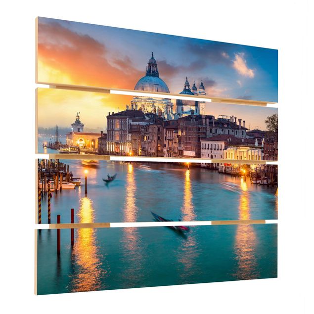 Print on wood - Sunset in Venice