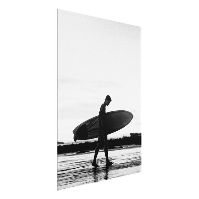 Glass print - Shadow Surfer Boy In Profile