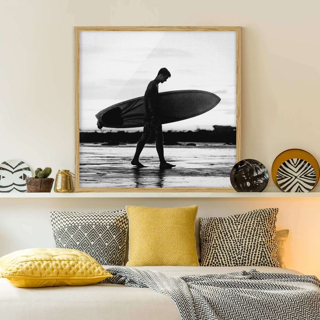 Framed poster - Shadow Surfer Boy In Profile