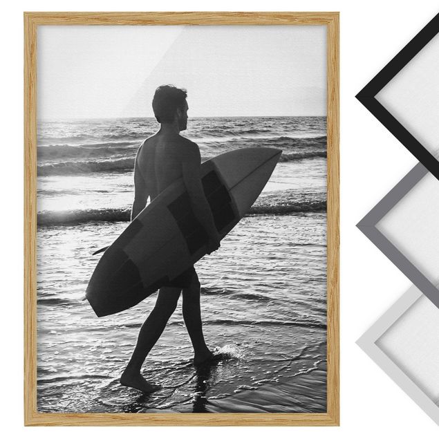 Framed poster - Surfer Boy At Sunset
