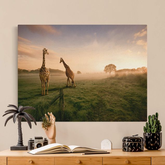 Natural canvas print - Surreal Giraffes - Landscape format 4:3