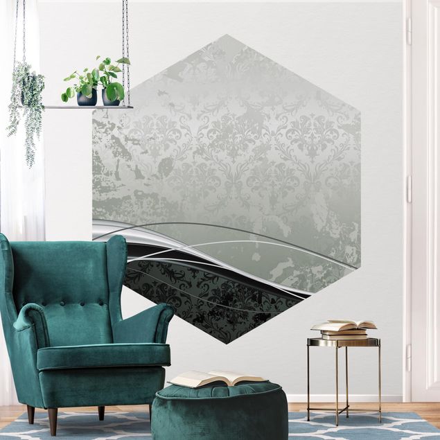 Self-adhesive hexagonal pattern wallpaper - Swinging Baroque