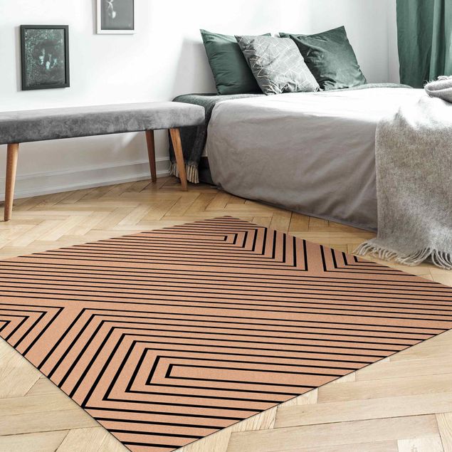 charcoal grey rug Symmetrical Geometry Of Black Lines