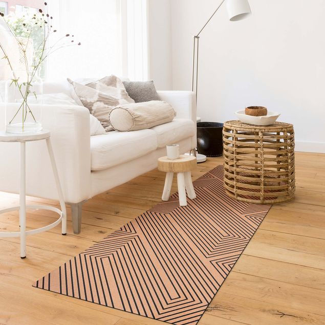 contemporary rugs Symmetrical Geometry Of Black Lines