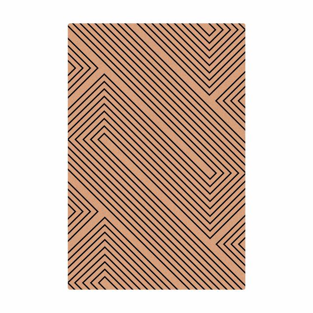 Cork mat - Symmetrical Geometry Of Black Lines - Portrait format 2:3