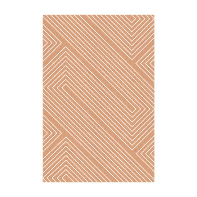 Cork mat - Symmetrical Geometry Of White Lines - Portrait format 2:3