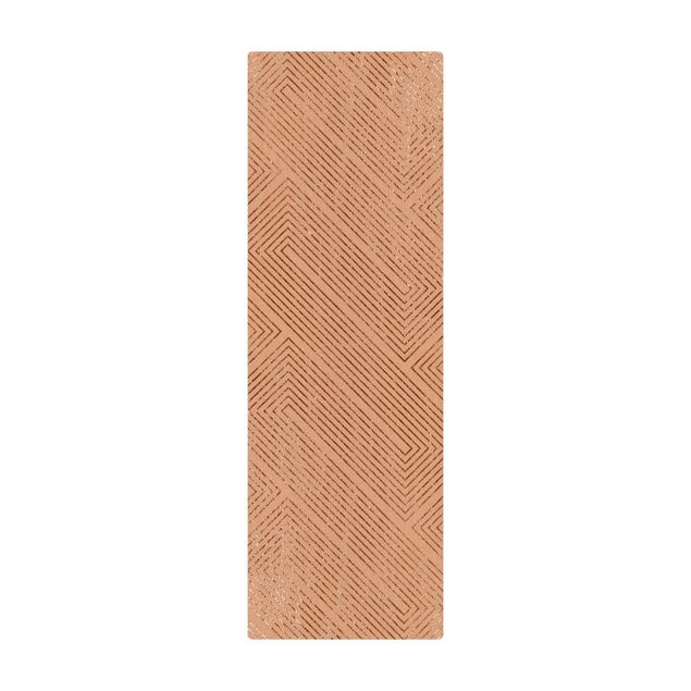 Cork mat - Symmetrical Geometry Copper - Portrait format 1:2