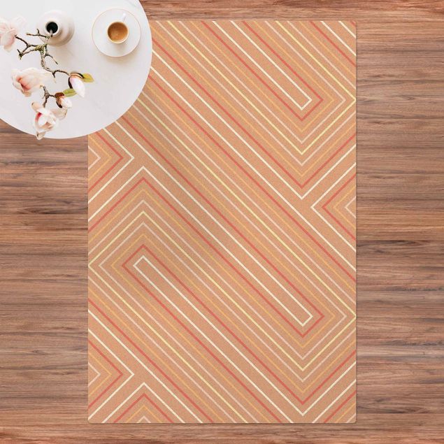 contemporary rugs Symmetrical Geometry Peach
