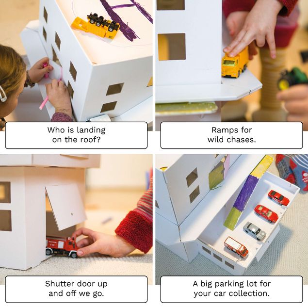 FOLDZILLA 3 in 1 Spielhaus - 3 in 1 Playhouse White for Drawing/Stickers