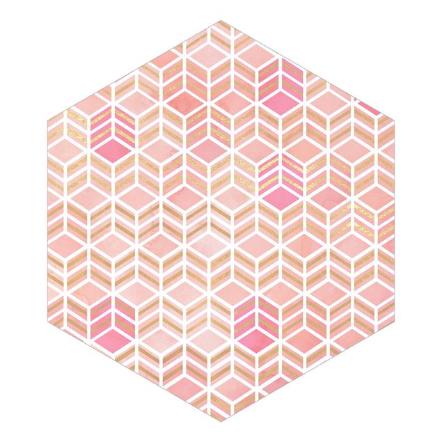 Self-adhesive hexagonal pattern wallpaper - Take the Cake Gold und Rose