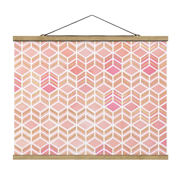 Fabric print with poster hangers - Take the Cake Gold und Rose - Landscape format 4:3