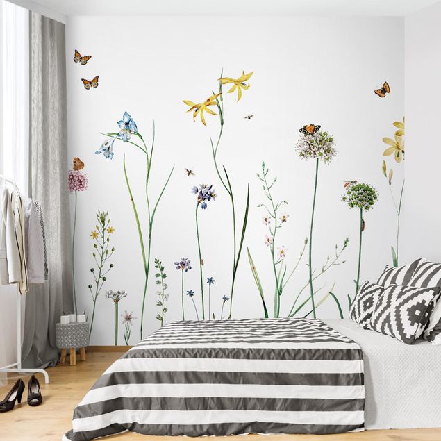 Wallpaper - Dancing butterflies on wildflowers