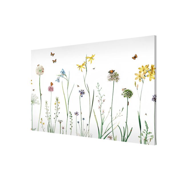 Magnetic memo board - Dancing butterflies on wildflowers