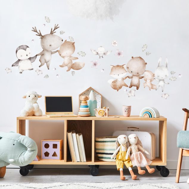 Wall stickers owl Forest animals dancing