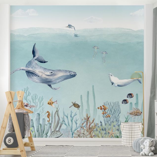 Wallpapers Dancing whales on the coral reef