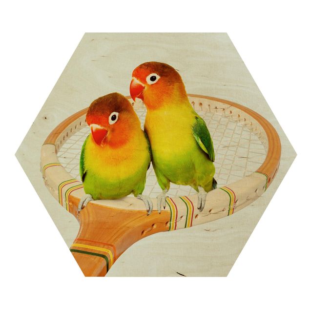 Wooden hexagon - Tennis With Birds
