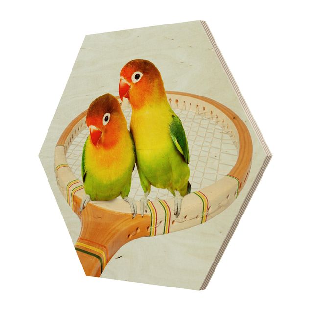 Wooden hexagon - Tennis With Birds