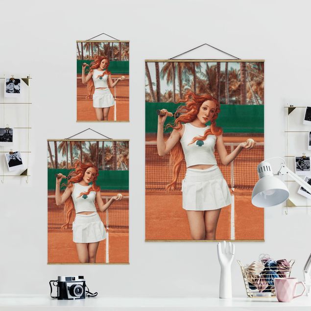 Fabric print with poster hangers - Tennis Venus