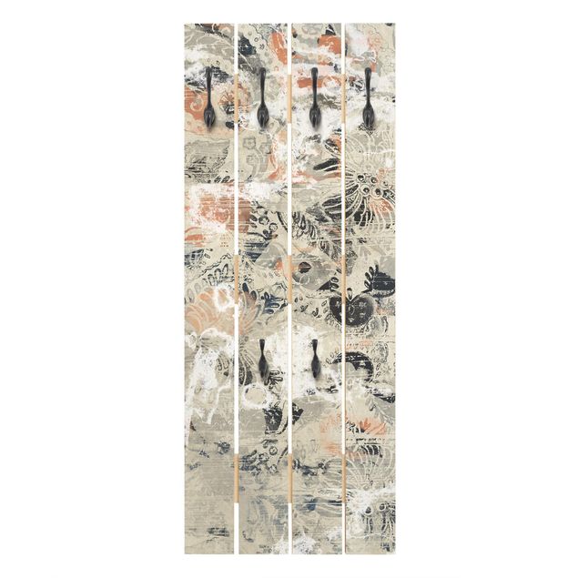 Wooden coat rack - Teracotta Collage II
